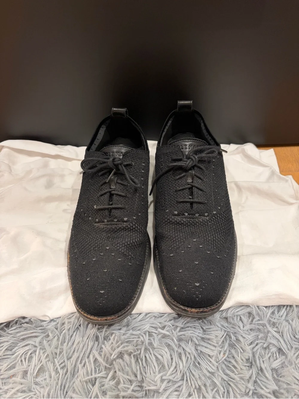 Cole Haan Black Knit Lace-Up Oxfords